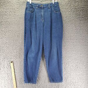 Talbots Jeans Womens 14 Petite Blue Vintage Pleated Stretch Denim